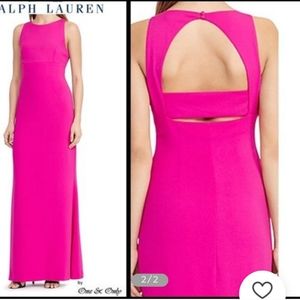 Lauren Ralph Lauren BaRbie hot pink sleeveles a line maxi dress prom wedding